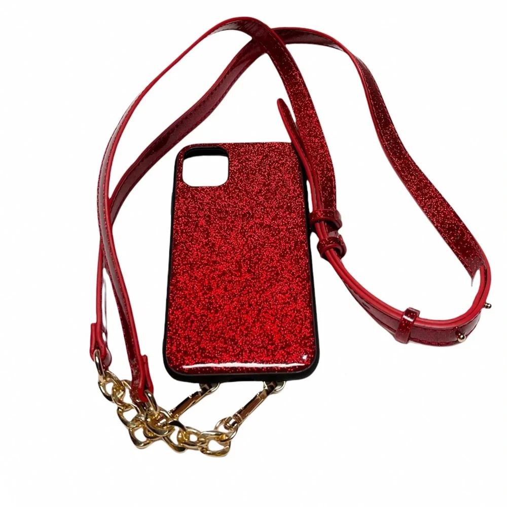 Nordstrom iPhone 11 Red Glitter Crossbody Phone Case - Picture 2 of 4